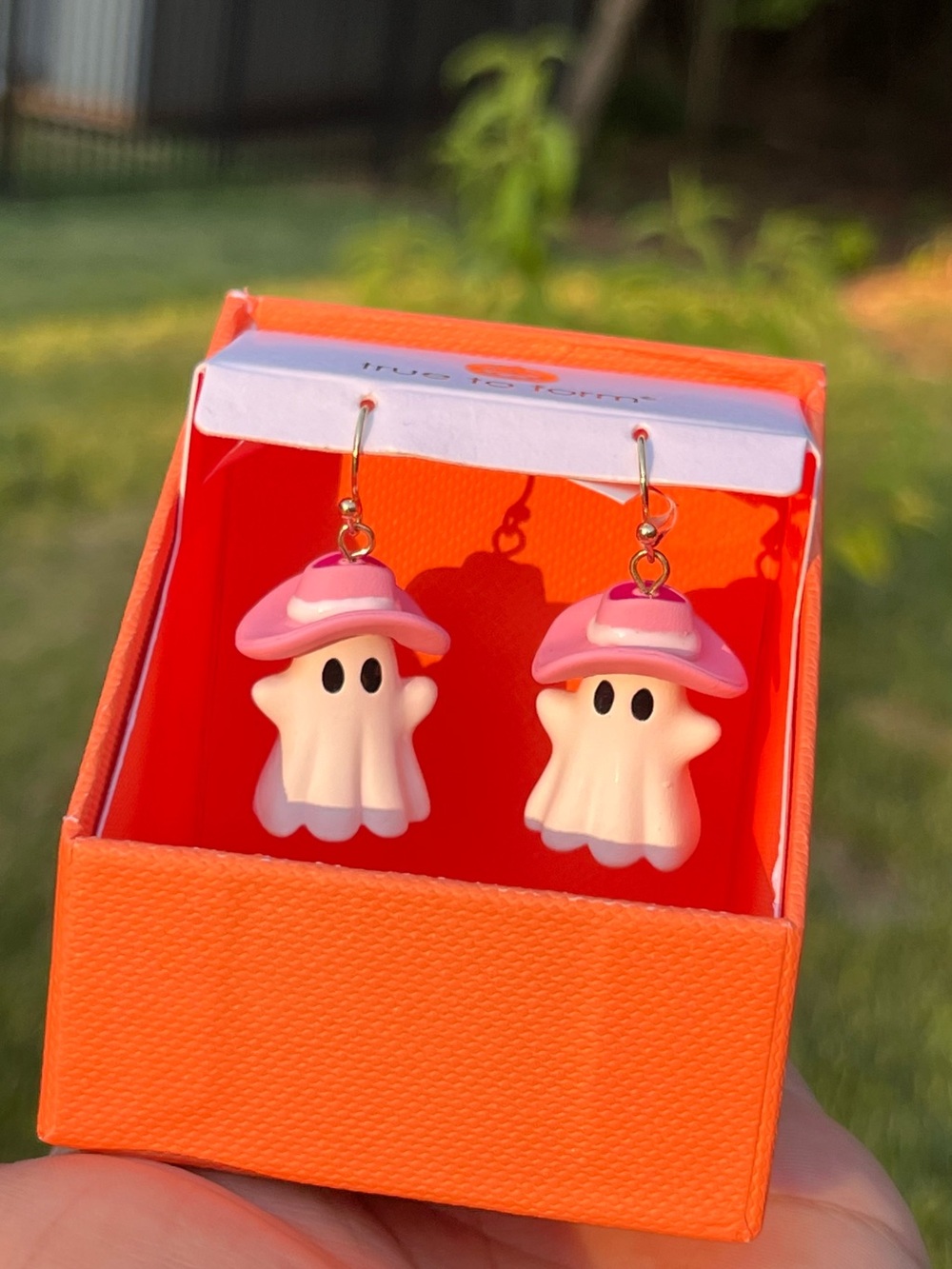 Summerween Ghost w/Hat Earrings